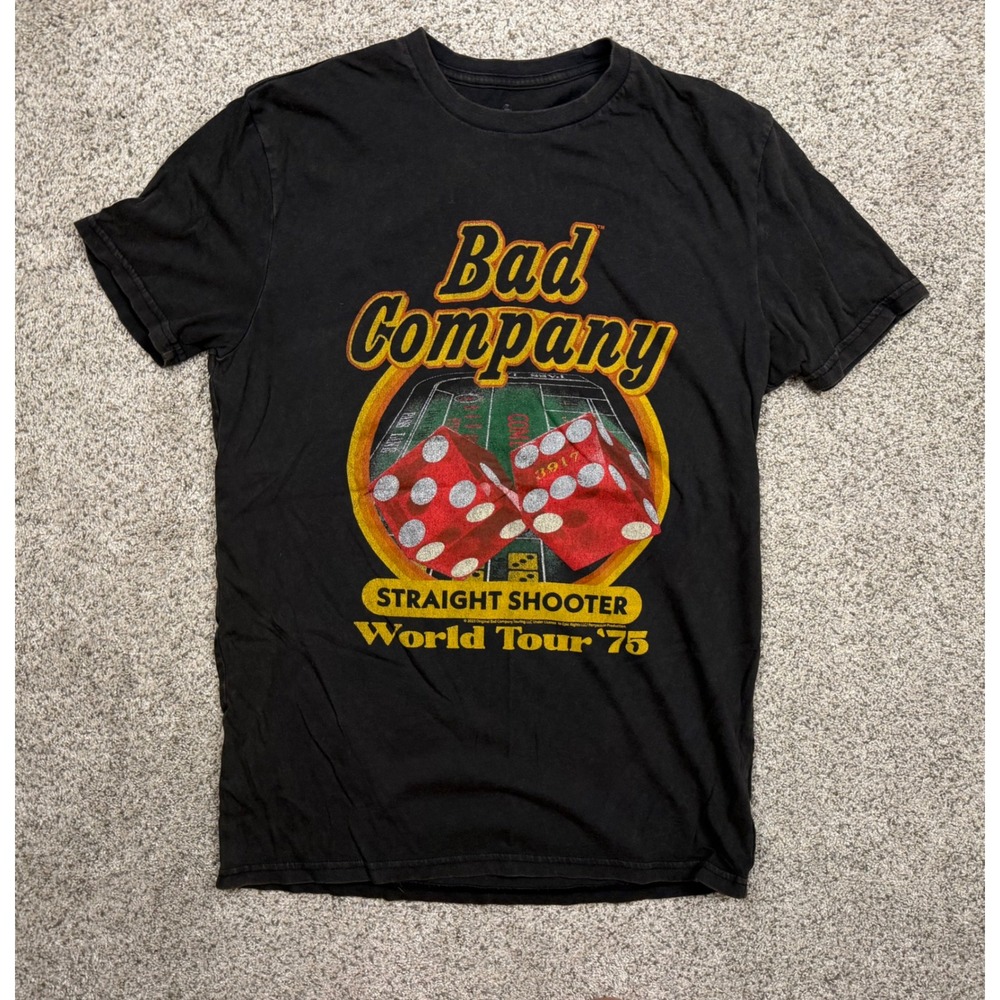 Bad Company Straight Shooter World Tour 75 Tee Small Black Graphic
